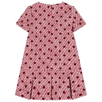 Girls Burgundy & White Tweed Dress