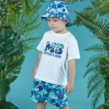 Boys Blue Jungle Bucket Hat