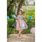 Girls Pink Satin Floral Dress, 1, hi-res