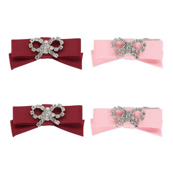 Girls Pink & Red Bow Hairclips (4 pack)