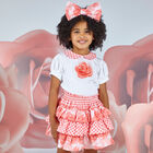 Girls White & Coral Roses Skirt Set, 1, hi-res