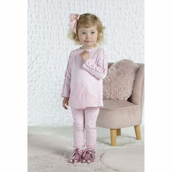 Younger Girls Pink Heart Leggings Set