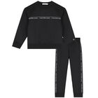 Boys Black Logo Tracksuit, 1, hi-res