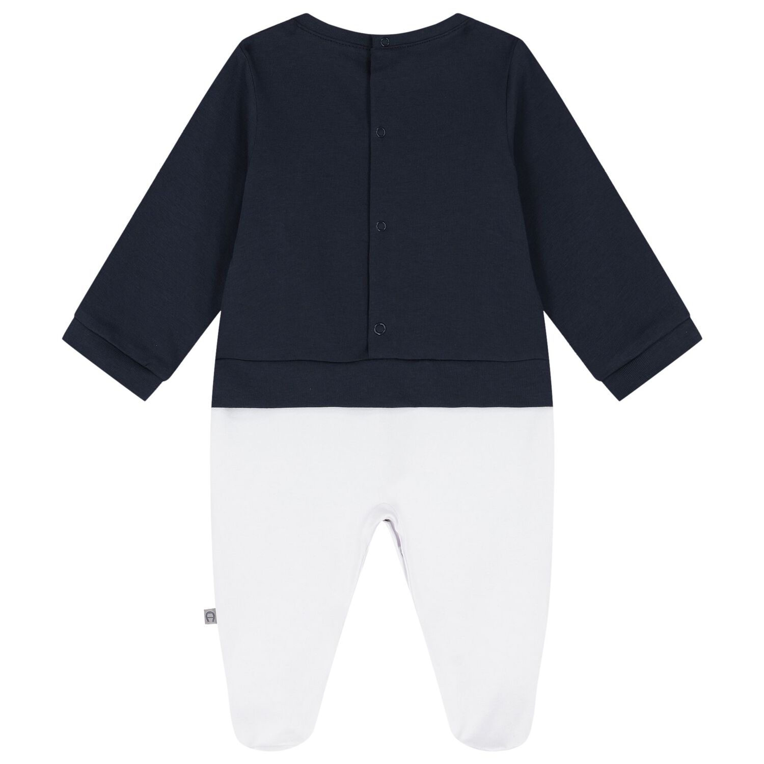 Baby Boys White & Navy Blue Logo Babygrow, 2, hi-res image number null