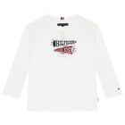 Boys White Logo Long Sleeve Top, 1, hi-res