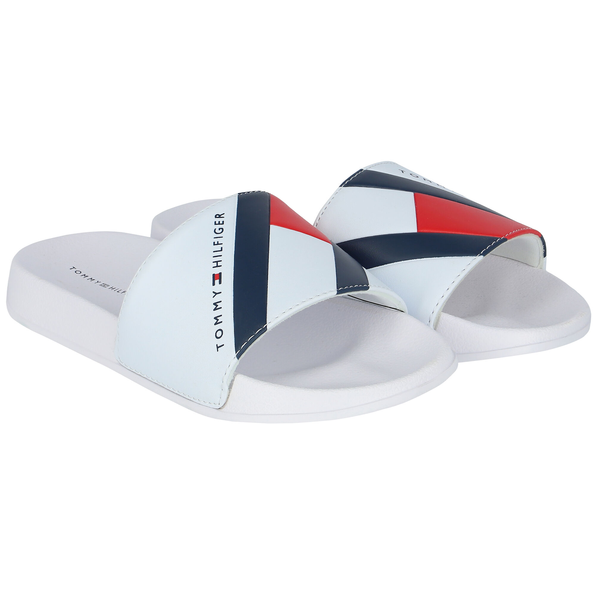 Tommy Hilfiger White Logo Sliders Junior Couture