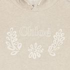 Girls Beige Embroidered Logo Hooded Top, 1, hi-res
