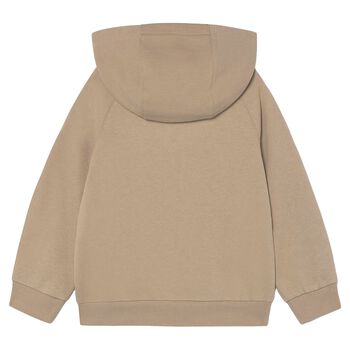 Boys Beige Hooded Zip Up Top