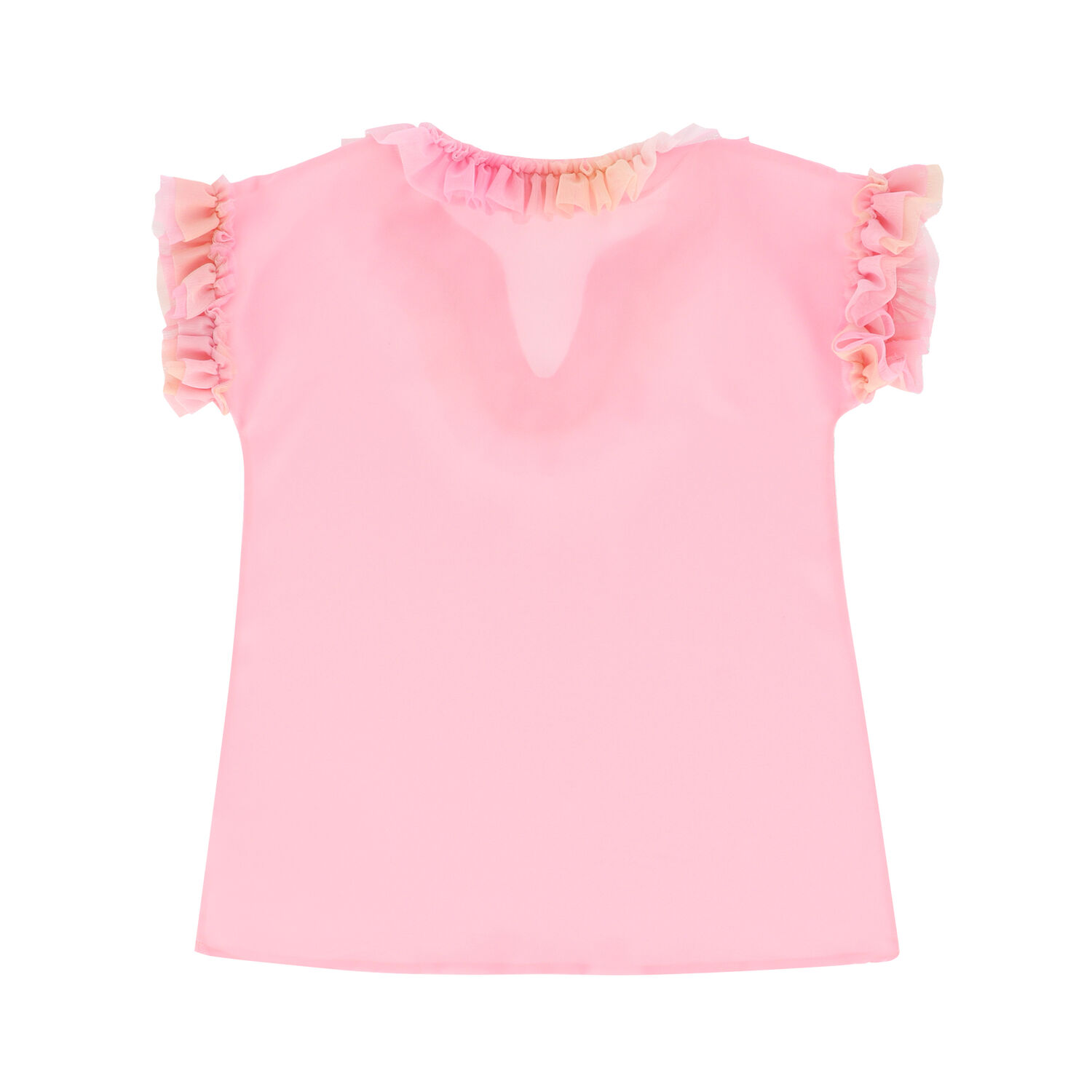 Girls Pink Chiffon & Tulle Kaftan, 1, hi-res