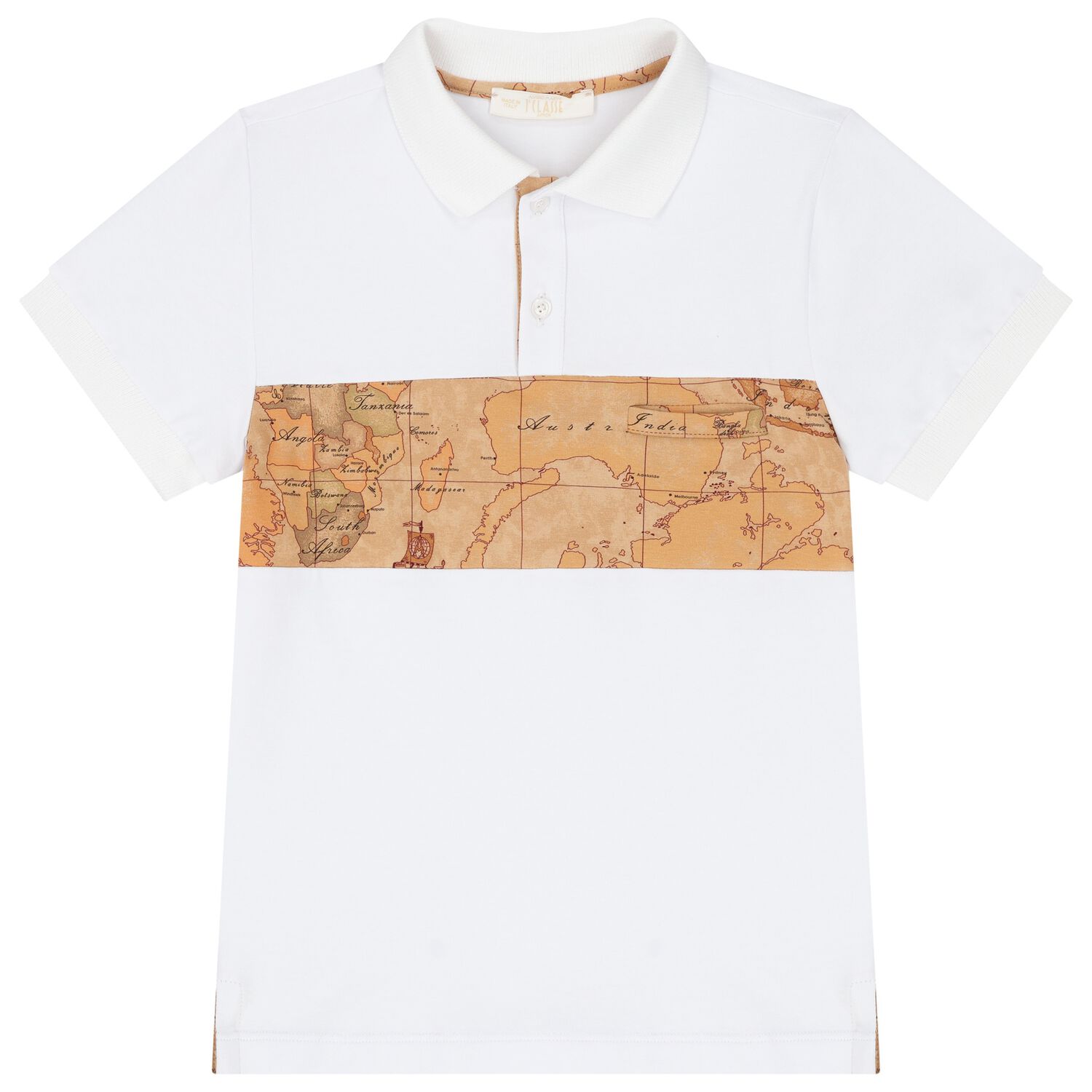 Boys White Geo Map Polo Shirt, 1, hi-res image number null