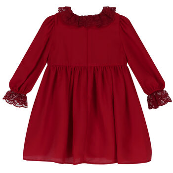 Younger Girls Red Chiffon Dress