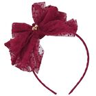 Girls Burgundy Bow Gladys Headband , 3, hi-res