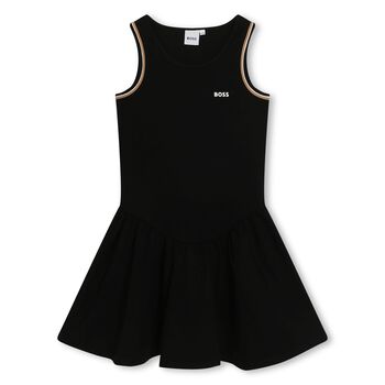 فستان بنات ميلانو جيرسي بالشعار باللون الأسود