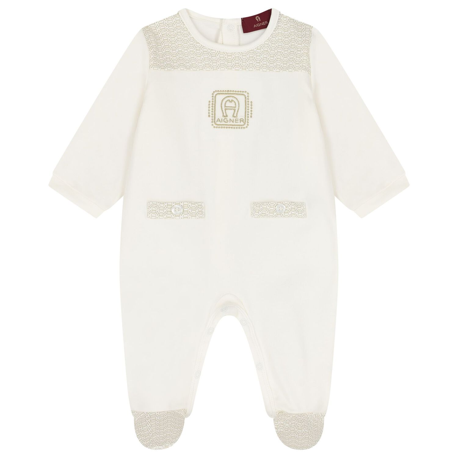 Ivory & Gold Logo Babygrow Gift Set , 1, hi-res