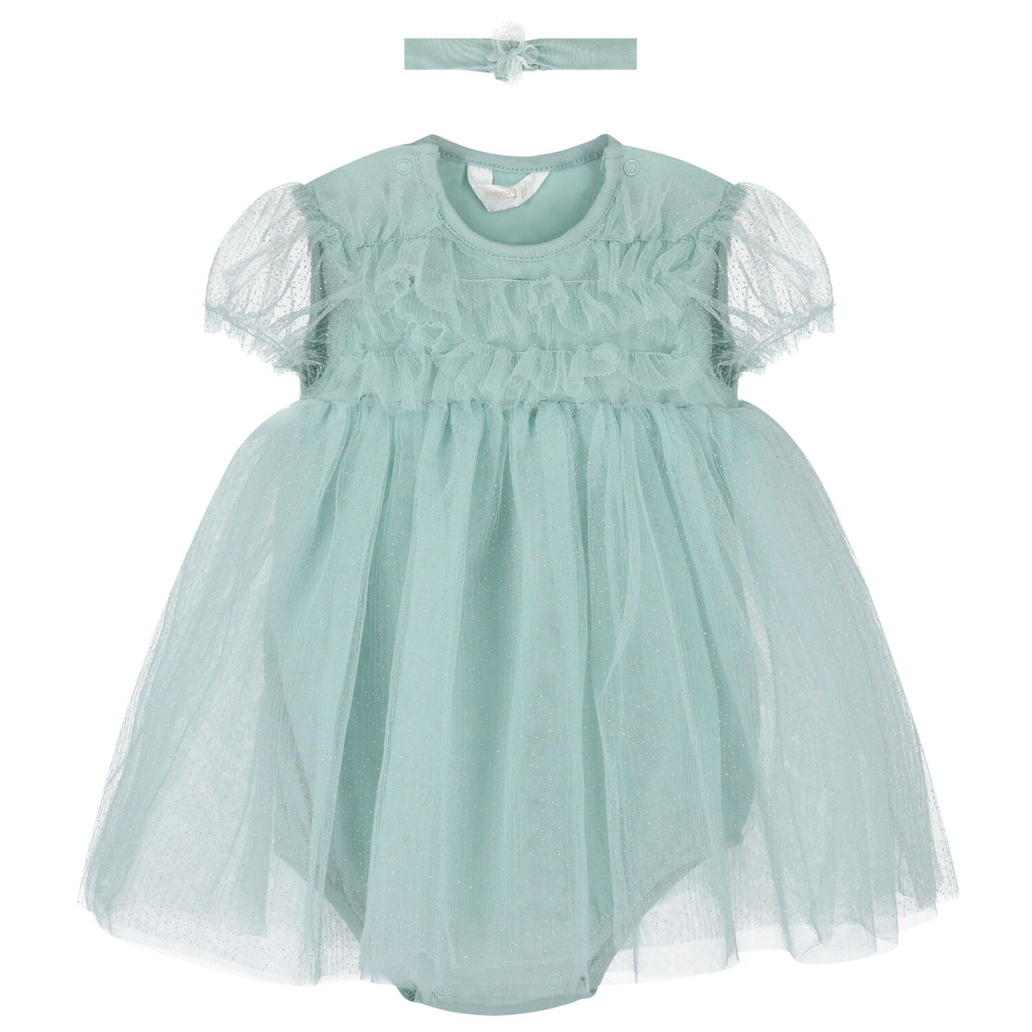 Baby Girls Green Glitter Bodysuit Dress Set, 1, hi-res