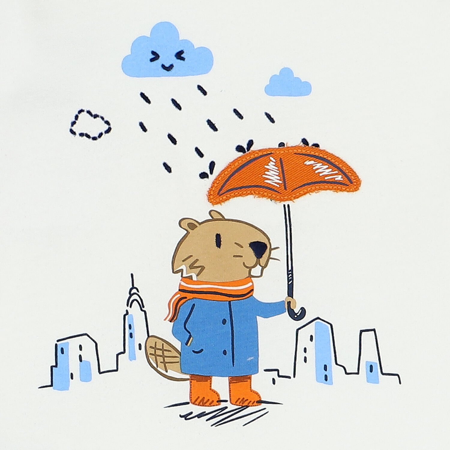 Younger Boys Ivory Squirrel Long Sleeve Top, 1, hi-res