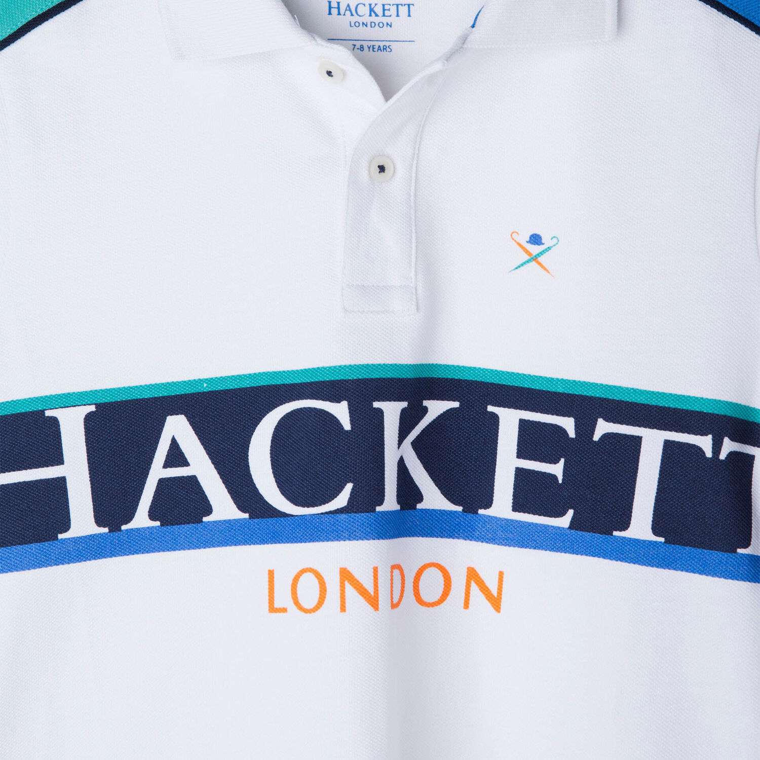 تيشيرت بولو بالشعار باللون الأبيض للأولاد, 1, hi-res