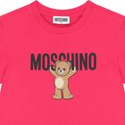 Girls Pink Teddy Bear Logo Dress, 3, hi-res