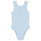 Girls Blue Crinkle Swimsuit, 7, hi-res