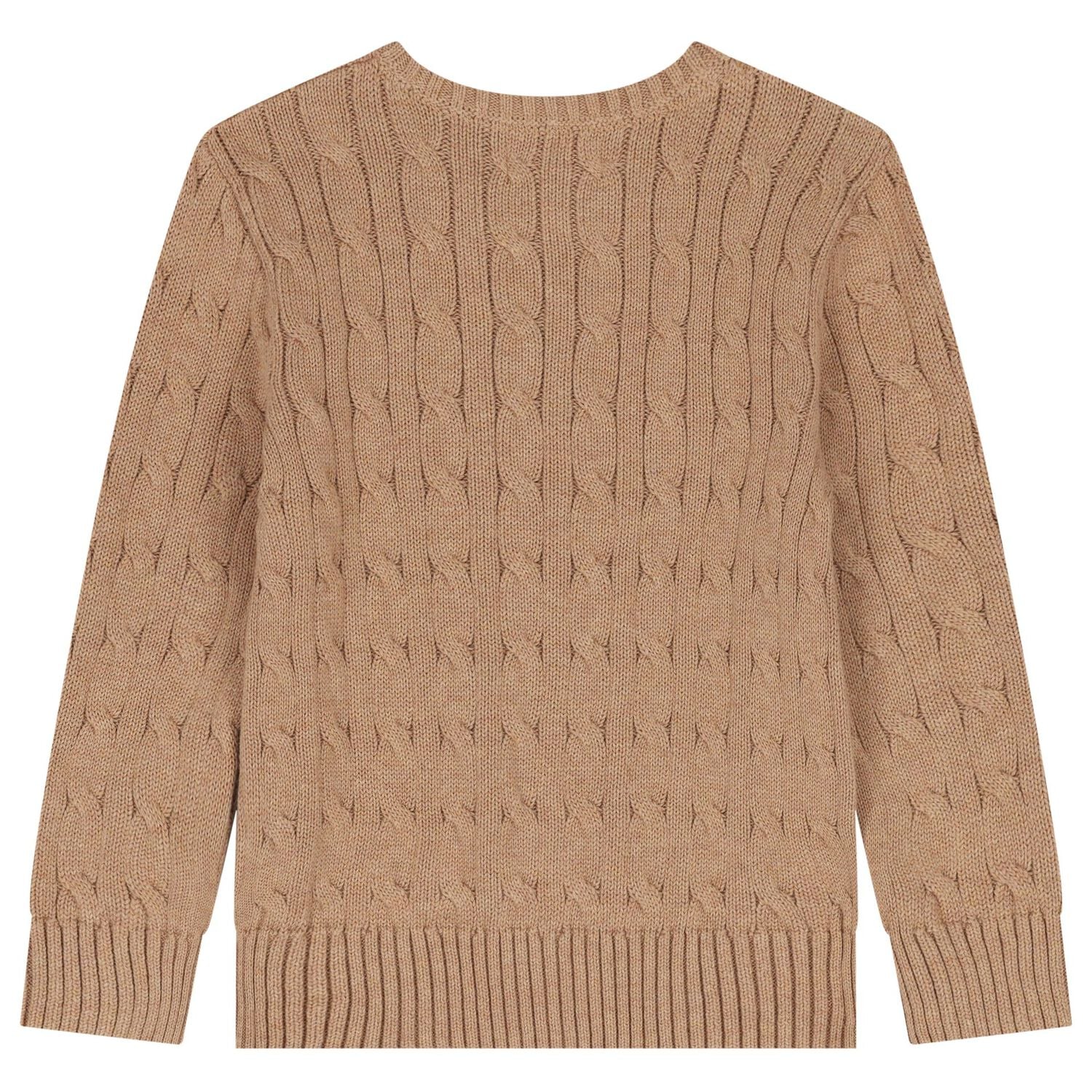 Boys Beige Logo Cable Knit Jumper, 1, hi-res