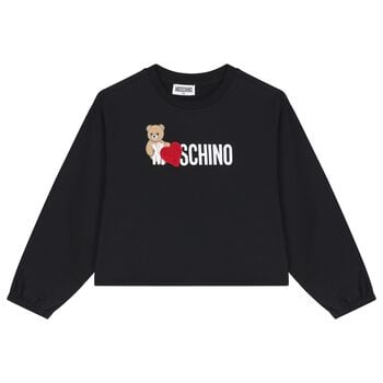 Girls Black Teddy Bear Logo Sweatshirt