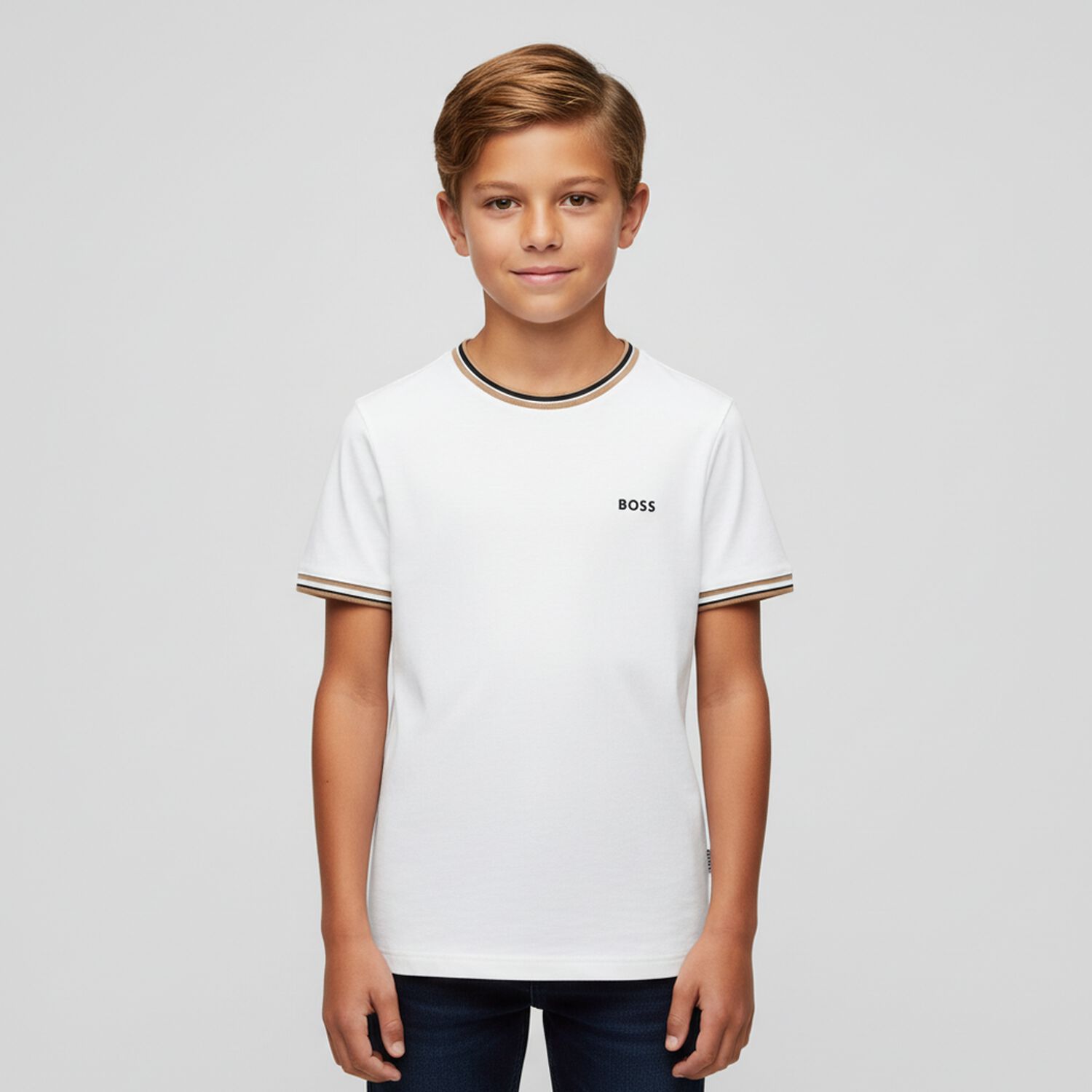 Boys White Logo T-Shirt, 2, hi-res image number null