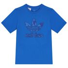 طقم شورت بالشعار باللون الأزرق, 1, hi-res