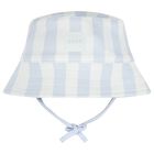 Baby Boys Blue & White Striped Logo Reversible Hat, 1, hi-res