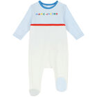 Baby Boys White & Blue Logo Babygrows (2 Pack), 1, hi-res