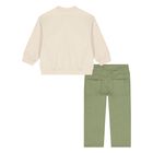 Younger Boys Beige & Green Trousers Set, 1, hi-res