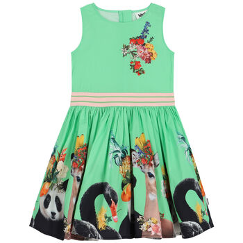 Girls Green Floral Dress