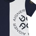 Younger Boys Navy Blue & White Logo T-Shirt, 2, hi-res