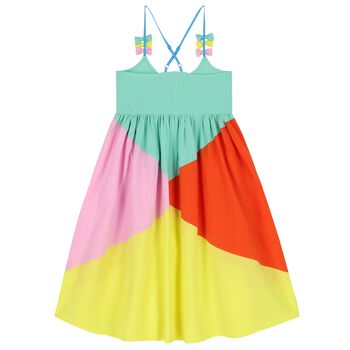 فستان بنات بفيونكة متعدد الألوان