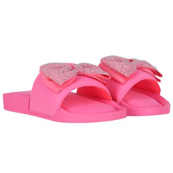Girls Pink Butterfly Sliders