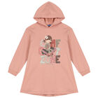 Girls Pink Hooded Dress, 2, hi-res