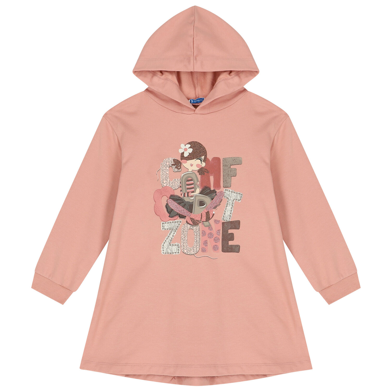 Girls Pink Hooded Dress, 2, hi-res image number null