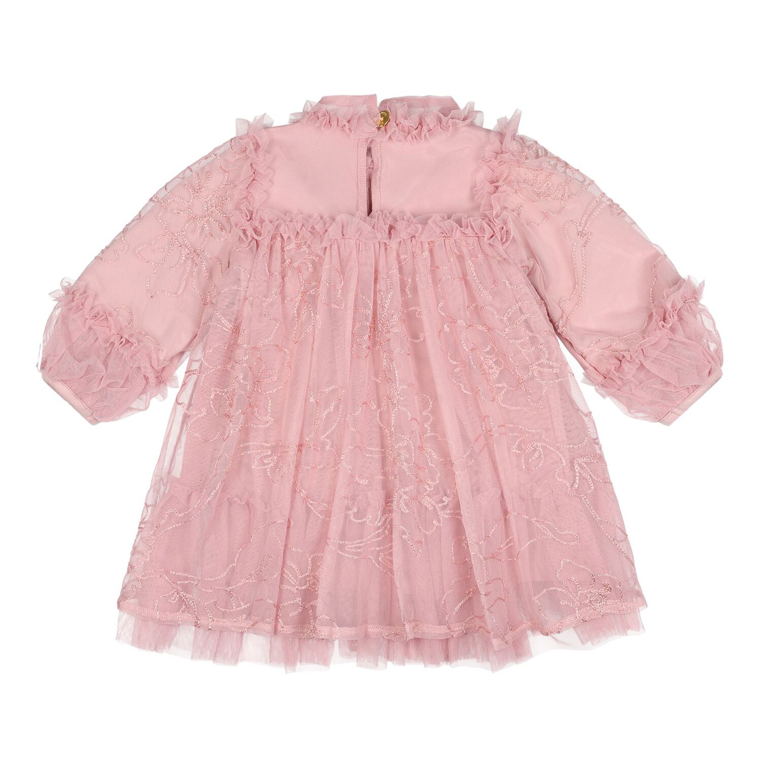 Baby Girls Pink Stitch Embroidered Tulle Nadiya Dress, 2, hi-res