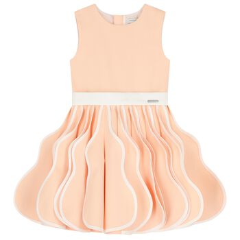 Girls Pink 3D Folds Dress