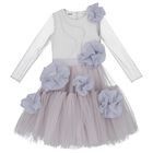 Girls Purple Logo Tulle Dress, 1, hi-res