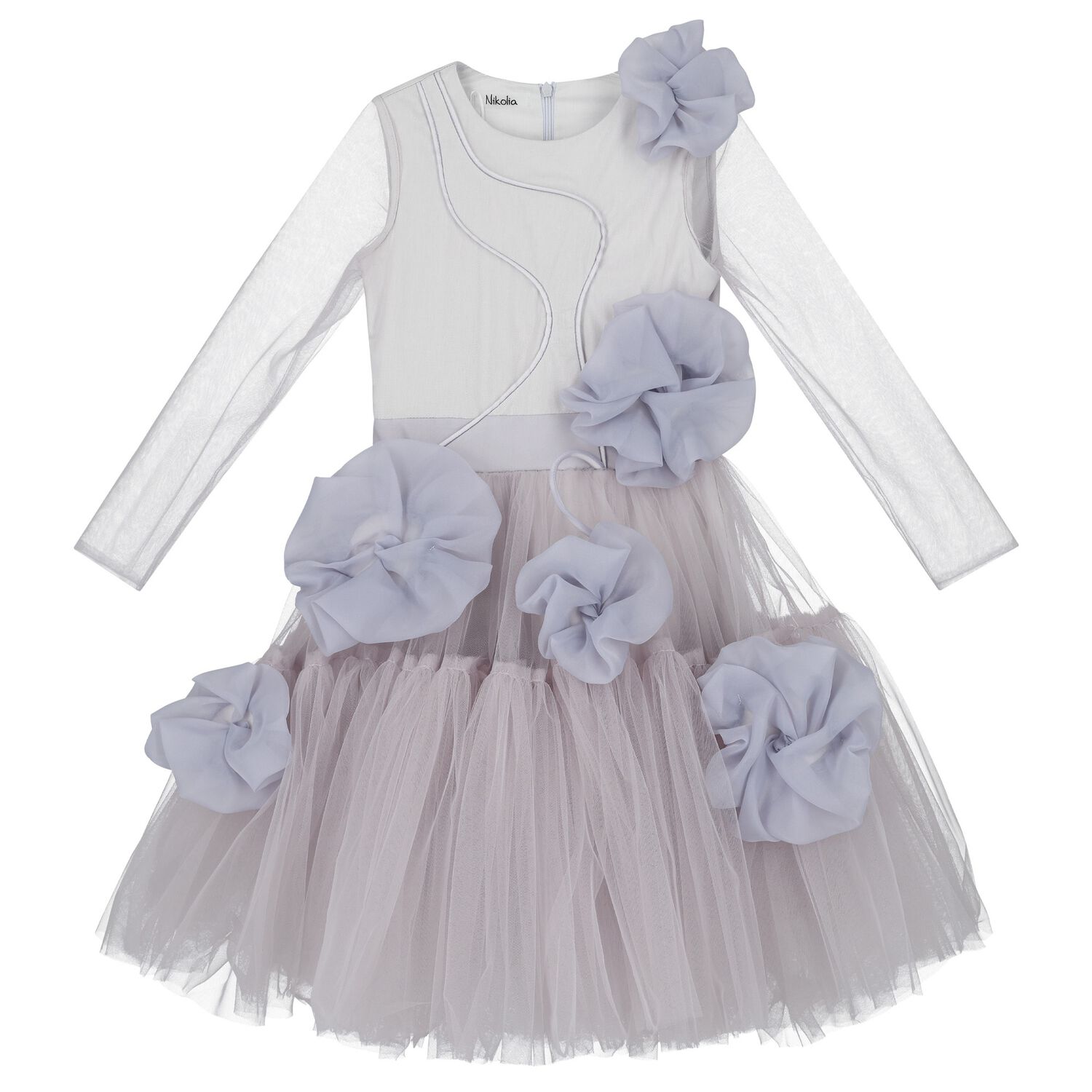 Girls Purple Logo Tulle Dress, 1, hi-res image number null