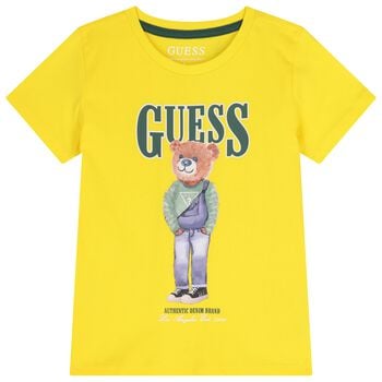 Boys Yellow Teddy Bear Logo T-Shirt