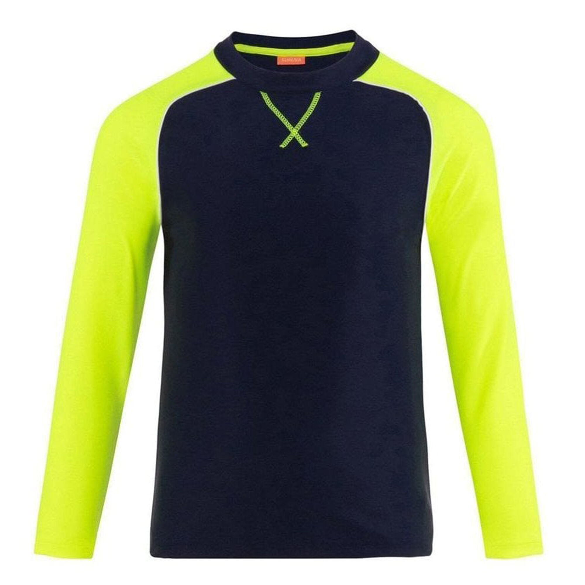 Sunuva Boys Navy and Neon Long Sleeve Rash Vest UPF 50 Junior Couture