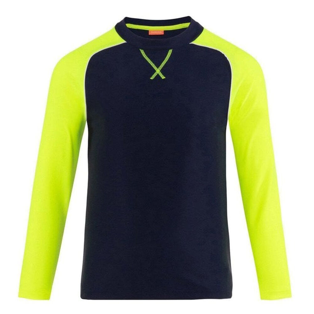 Sunuva Boys Navy and Neon Long Sleeve Rash Vest | Junior Couture