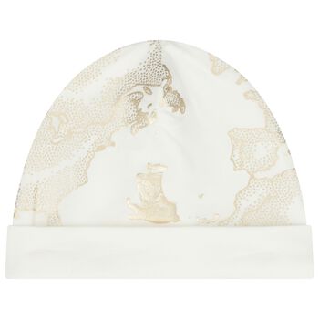White & Gold Geo Map Baby Hat
