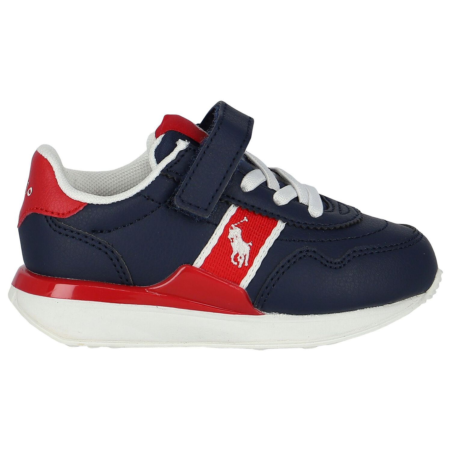 Boys Navy Blue & Red Trainers, 1, hi-res