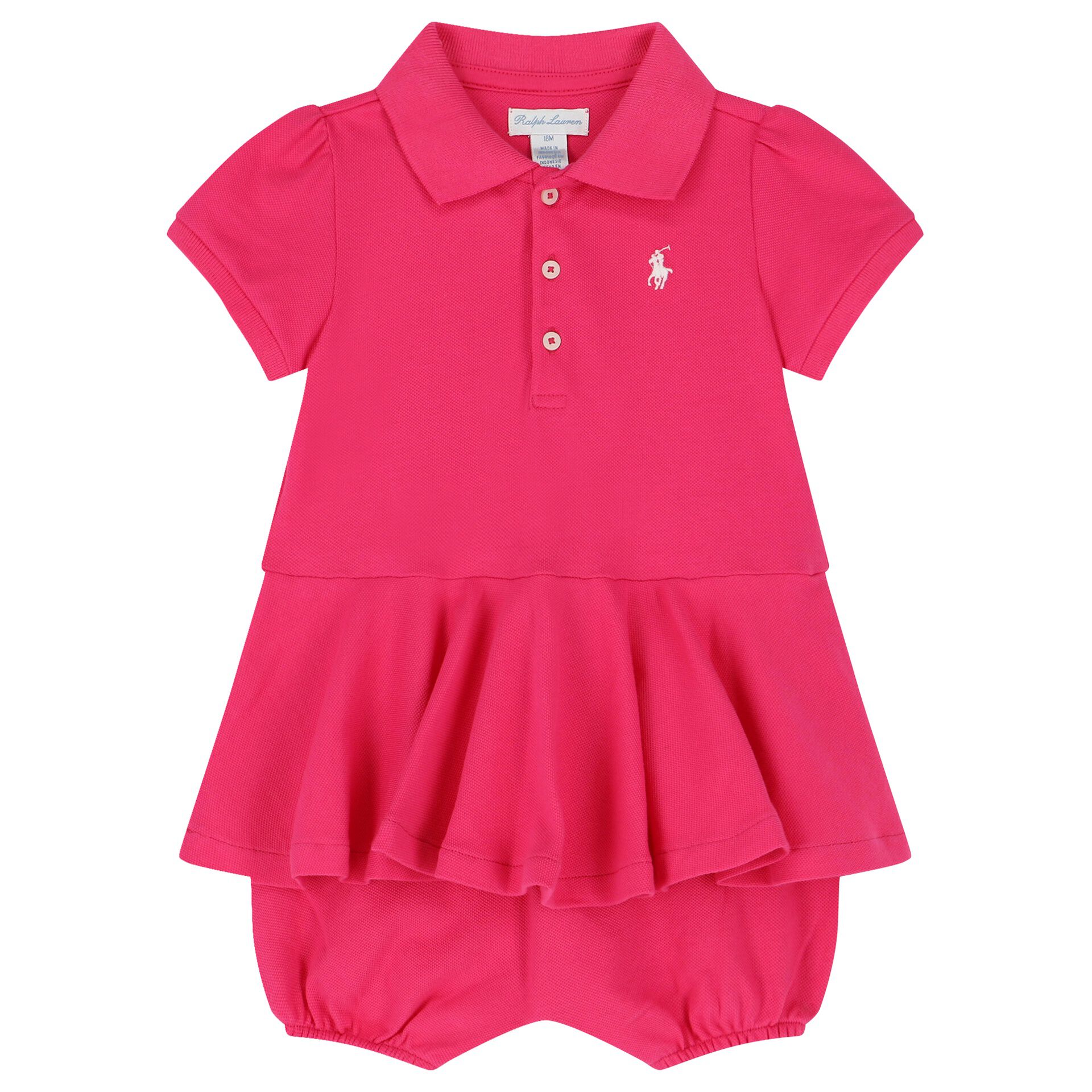 Ralph Lauren Baby Girls Pink Logo Polo Romper Junior Couture USA