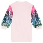 Girls Pink Sequin Sweatshirt Dress, 1, hi-res