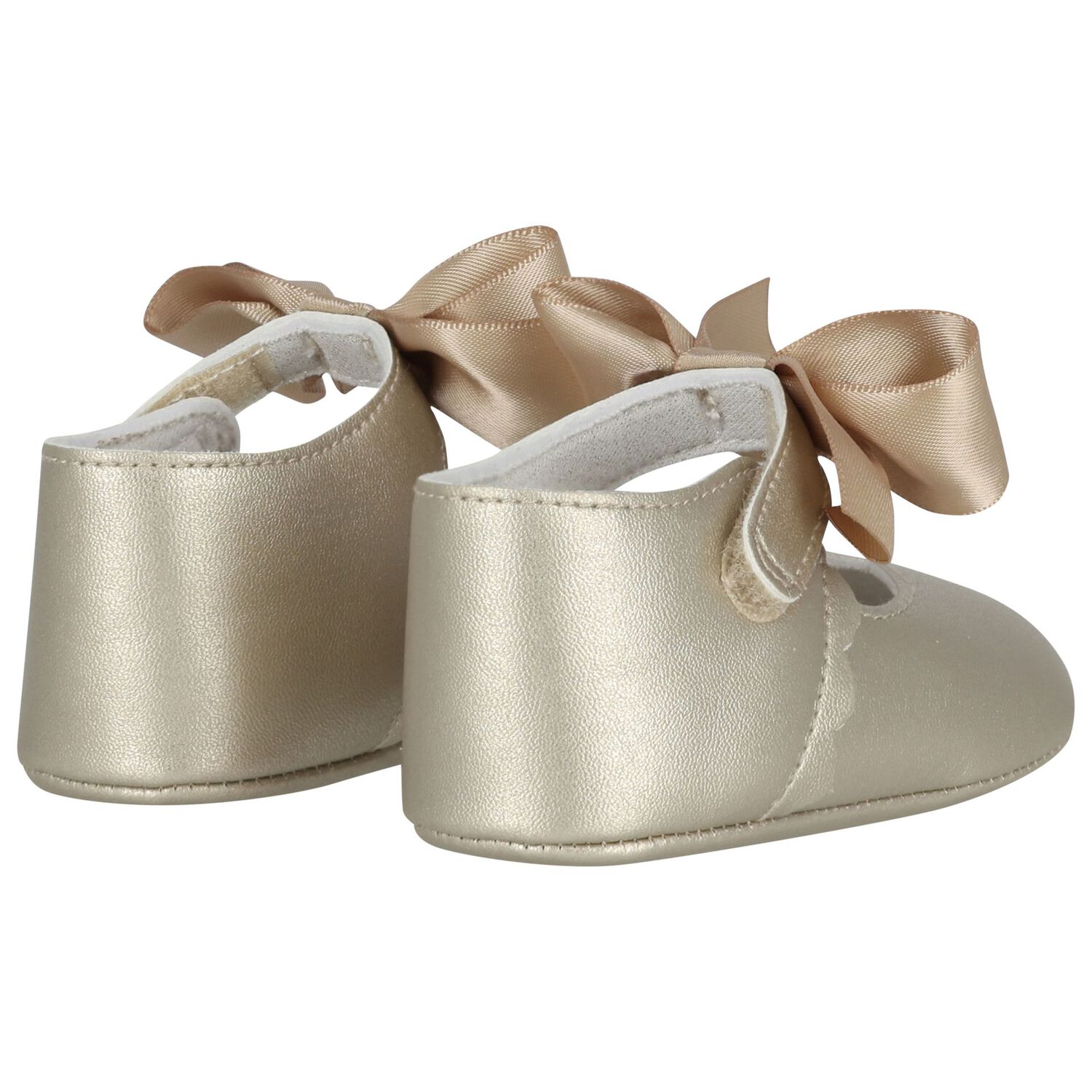 Baby Girls Gold Bow Pre Walker Shoes, 3, hi-res