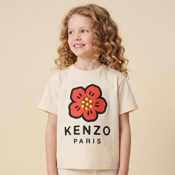 Girls Ivory Boke Flower T-Shirt