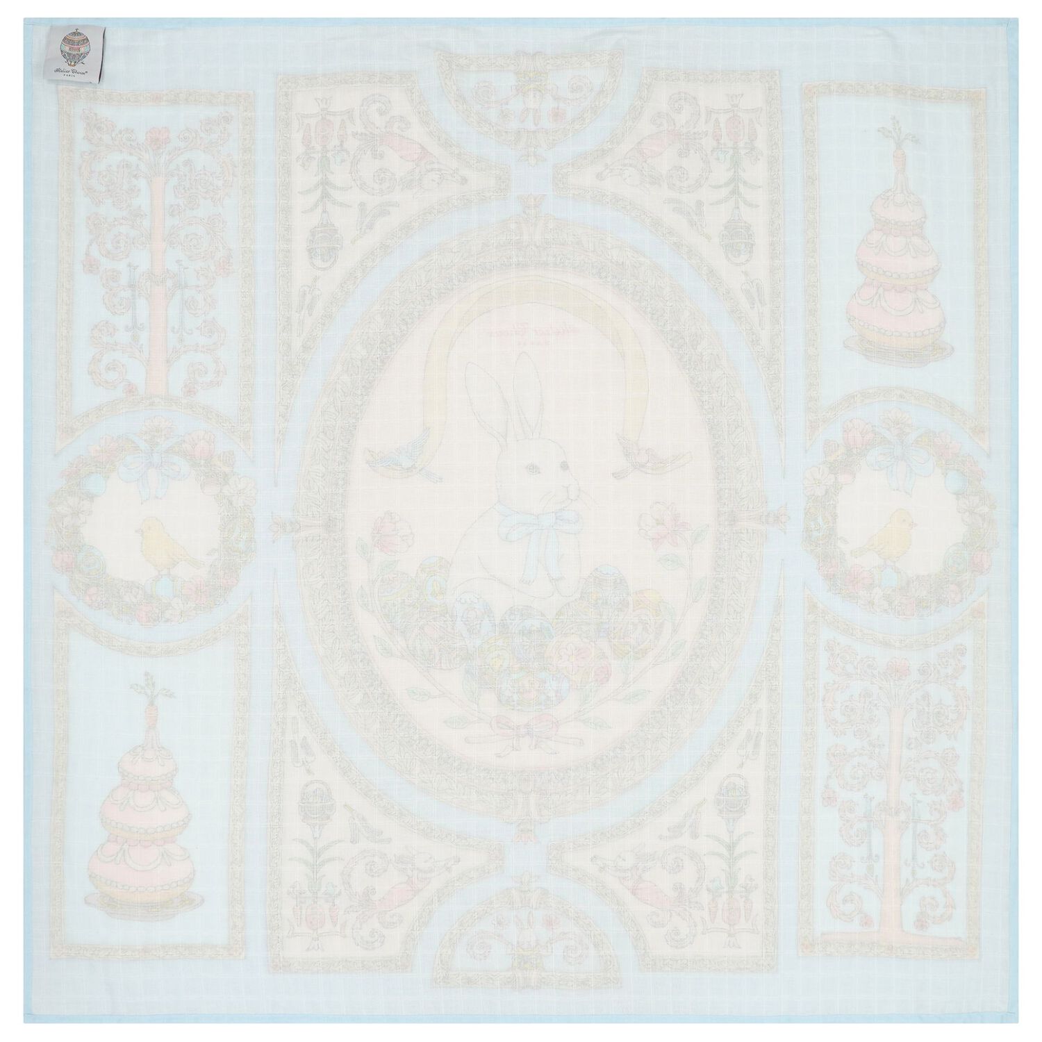 Blue & Pink Spring Bunny Baby Carr&eacute; Swaddle & Bib Gift Set, 1, hi-res